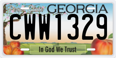 GA license plate CWW1329