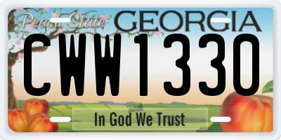 GA license plate CWW1330