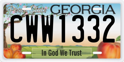 GA license plate CWW1332