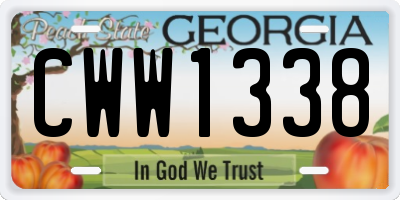 GA license plate CWW1338