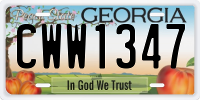 GA license plate CWW1347