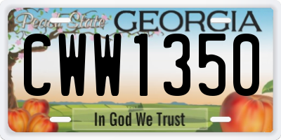 GA license plate CWW1350