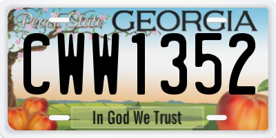 GA license plate CWW1352