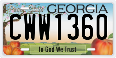 GA license plate CWW1360