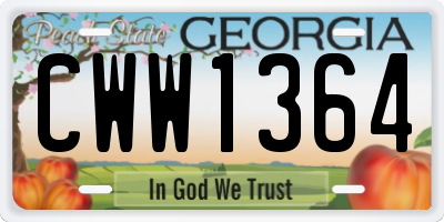 GA license plate CWW1364