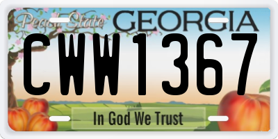 GA license plate CWW1367