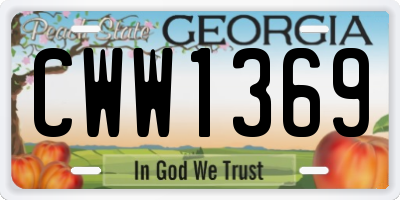 GA license plate CWW1369