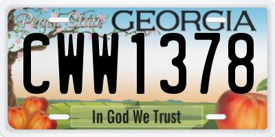 GA license plate CWW1378
