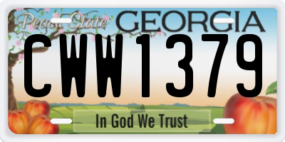 GA license plate CWW1379