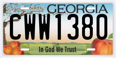 GA license plate CWW1380