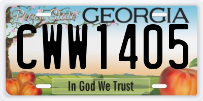 GA license plate CWW1405
