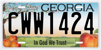 GA license plate CWW1424