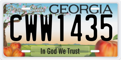 GA license plate CWW1435