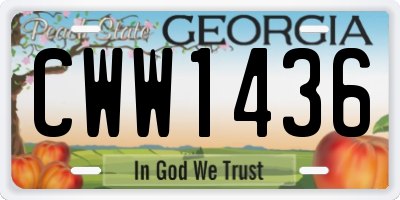 GA license plate CWW1436