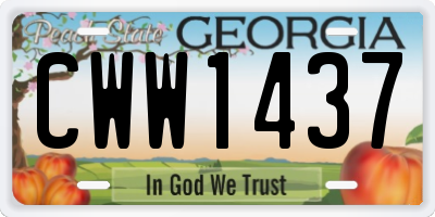 GA license plate CWW1437