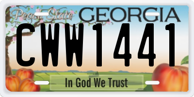 GA license plate CWW1441