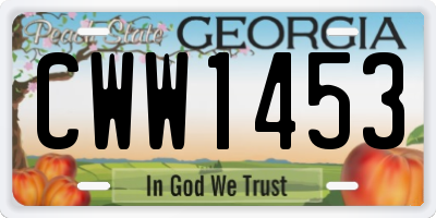 GA license plate CWW1453