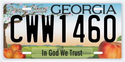 GA license plate CWW1460