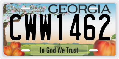 GA license plate CWW1462