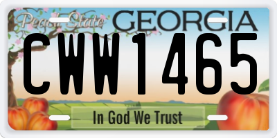 GA license plate CWW1465