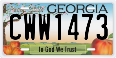 GA license plate CWW1473