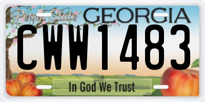 GA license plate CWW1483