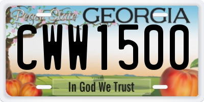GA license plate CWW1500