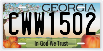 GA license plate CWW1502