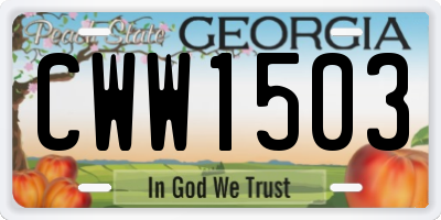 GA license plate CWW1503