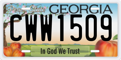 GA license plate CWW1509