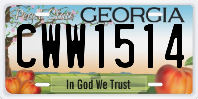 GA license plate CWW1514