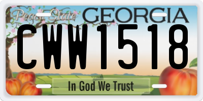 GA license plate CWW1518