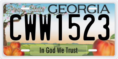 GA license plate CWW1523