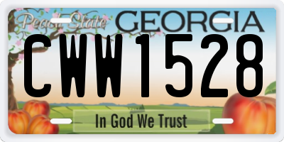 GA license plate CWW1528