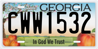 GA license plate CWW1532
