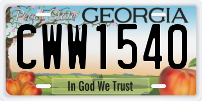 GA license plate CWW1540
