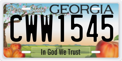 GA license plate CWW1545