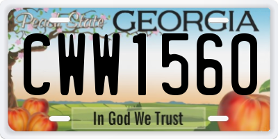 GA license plate CWW1560