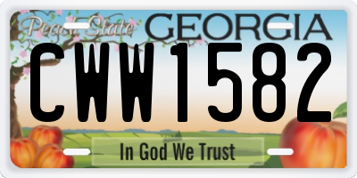 GA license plate CWW1582