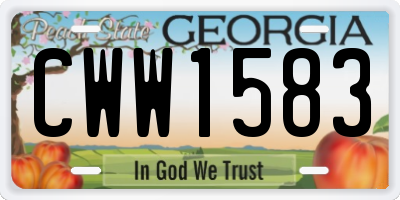 GA license plate CWW1583