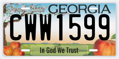 GA license plate CWW1599