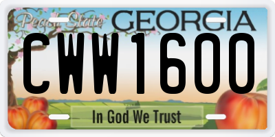 GA license plate CWW1600