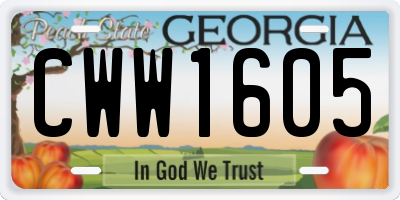 GA license plate CWW1605