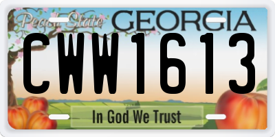 GA license plate CWW1613
