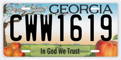 GA license plate CWW1619