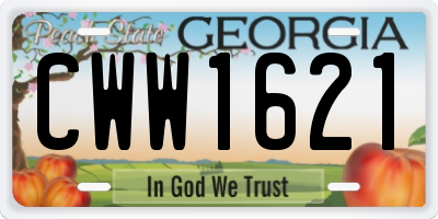 GA license plate CWW1621