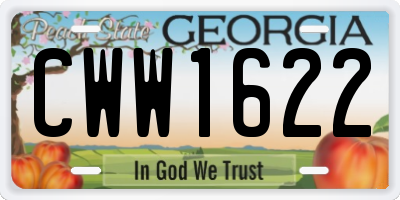GA license plate CWW1622