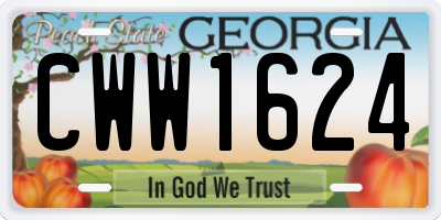 GA license plate CWW1624