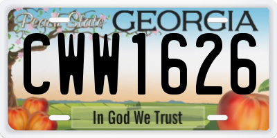 GA license plate CWW1626