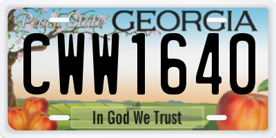 GA license plate CWW1640